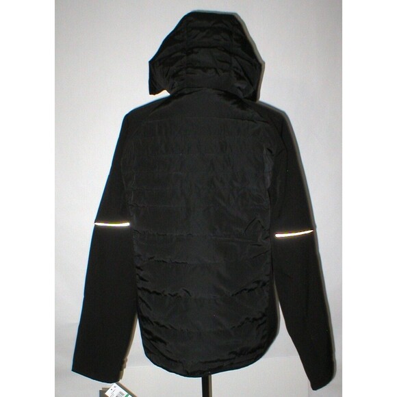 New NWT L Mens Coat Michael Kors Reflective Down Jacket Black Rain Wind Hood War - Picture 7 of 8
